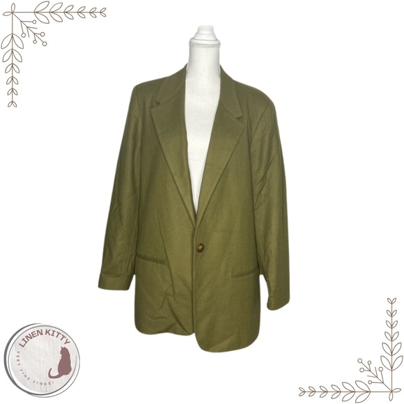 Sag Harbor Jackets & Blazers - Sag Harbor Olive green 100% Wool one button blazer vintage sz 18